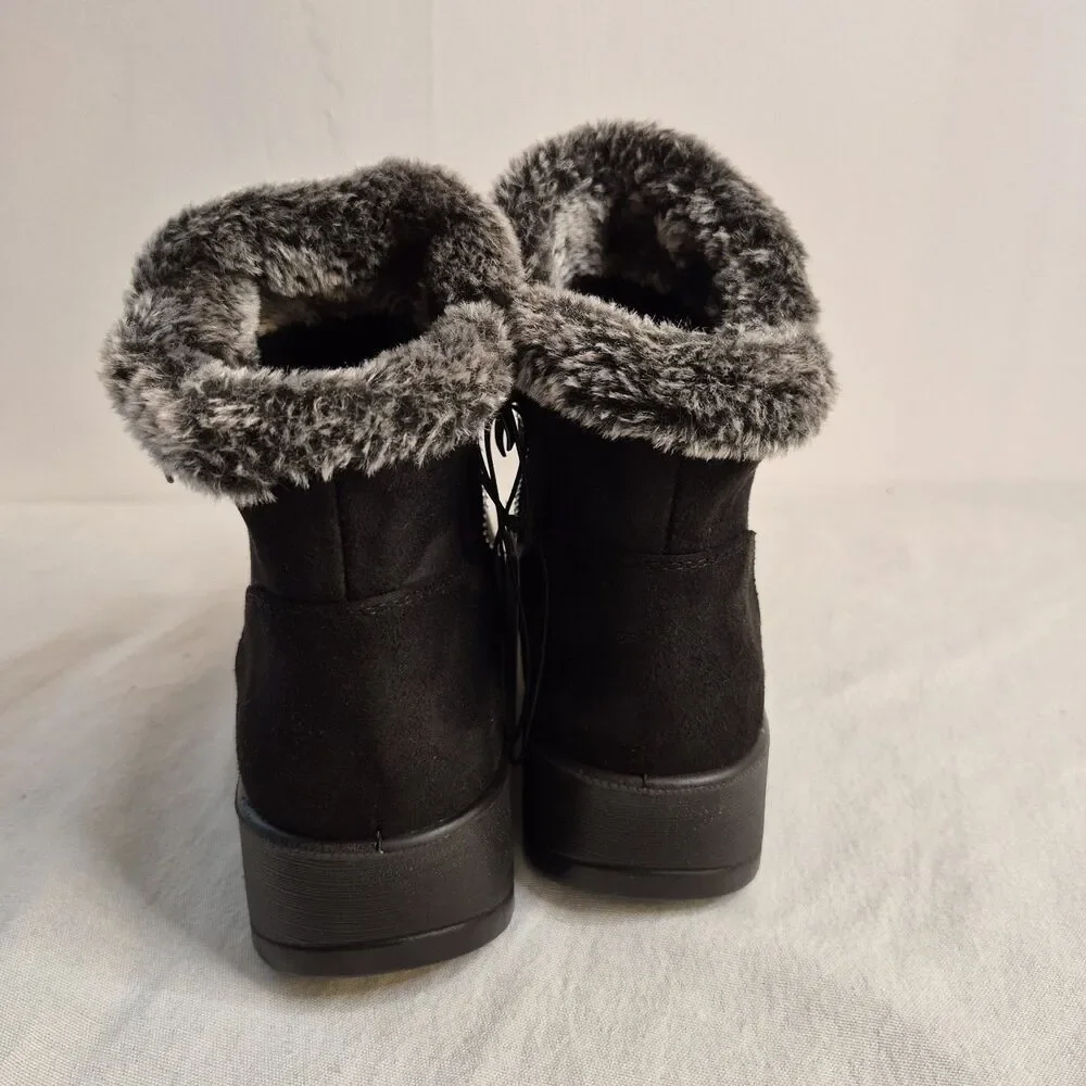 Flexus by Spring Step Womens Elsinore Booties Size 9B Microsuede Faux Fur Black
